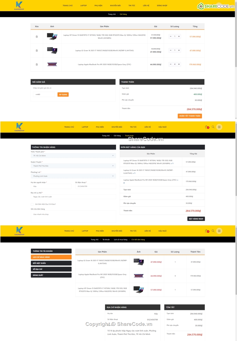 Code Website Kinh doanh Laptop,Code website bán laptop,Code web máy tính